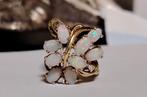 Gouden ring (9kt) met opalen en diamanten., Handtassen en Accessoires, Ringen, Ophalen of Verzenden, Zo goed als nieuw