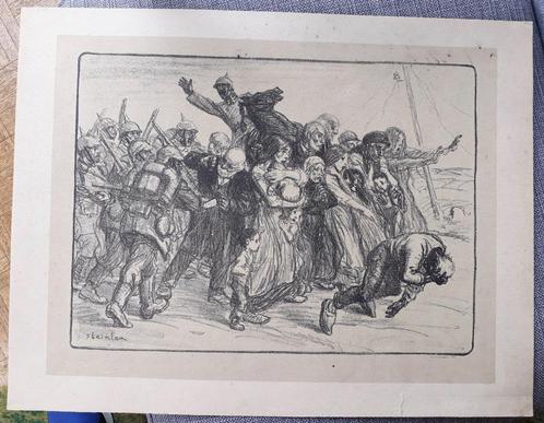 T.A. Steinlen (1859-1923) - lot van 3 litho's (oorlog 14-18), Antiquités & Art, Art | Lithographies & Sérigraphies, Enlèvement ou Envoi