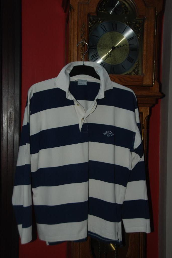 Polo homme"3 SUISSES" bleu rayé Manches longues Taille L/XL, Kleding | Heren, Polo's, Zo goed als nieuw, Maat 52/54 (L), Blauw