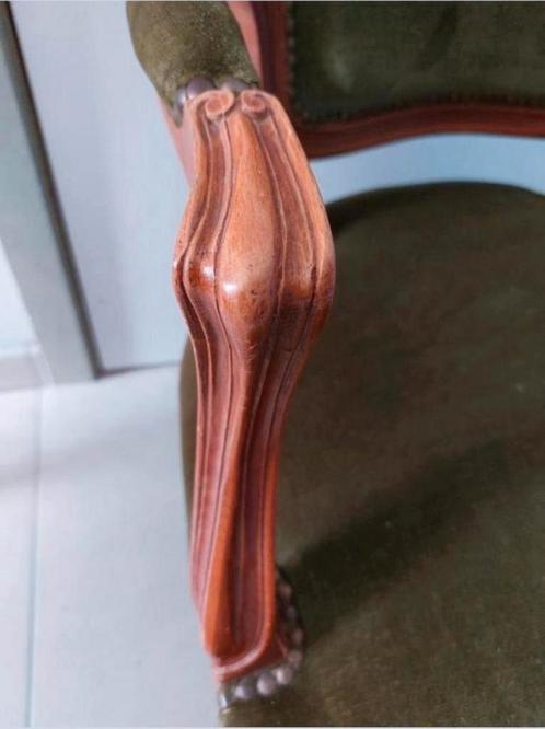 Zetels in zachte groene velours, Antiek en Kunst, Antiek | Meubels | Stoelen en Sofa's, Ophalen