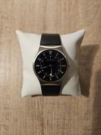Skagen Sundby Horloge, gehard mineraalglas, nieuwe batterij, Leer, Staal, Polshorloge, Zo goed als nieuw