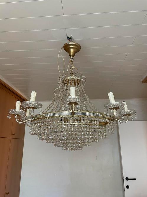 Kristallen kroonluchter, Huis en Inrichting, Lampen | Kroonluchters, Gebruikt, Glas, Ophalen