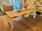 Massieve boomstamtafel eettafel van lichte eik, Huis en Inrichting, Tafels | Eettafels, Ophalen, 100 tot 150 cm, 200 cm of meer