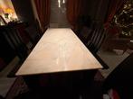 Marmeren tafel + stoelen, Ophalen, Overige materialen, Table en marbre noir et blanc, 50 tot 100 cm