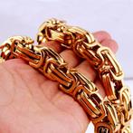 Zware koningsketting - Evan - in goudkleur -12 mm dikte, Handtassen en Accessoires, Kettingen, Verzenden, Nieuw, Goud, Overige materialen