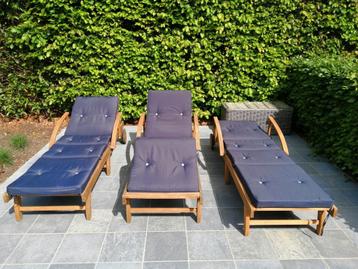 3 ligstoelen met ligbedkussen beschikbaar voor biedingen