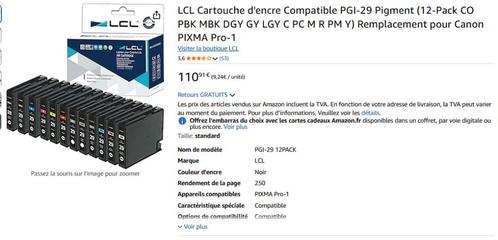 Consommables Canon PRO-1 / Encre et papier, Computers en Software, Printerbenodigdheden, Nieuw, Cartridge, Ophalen of Verzenden