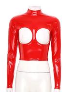 Prachtige sexy rode vinyl top, maat M, Kleding | Dames, Ondergoed en Lingerie, Ophalen of Verzenden, Rood