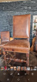 6 stoelen van gebarsten leer, Antiek en Kunst, Ophalen