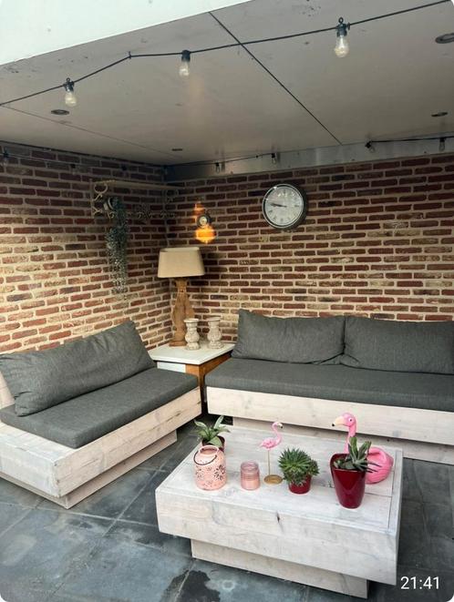 Luxe 5-persoons houten loungeset, Tuin en Terras, Tuinsets en Loungesets, Zo goed als nieuw, Loungeset, Hout, Ophalen