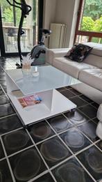 wit vierkante salontafel met glas, Ophalen, Zo goed als nieuw, Vierkant, Glas