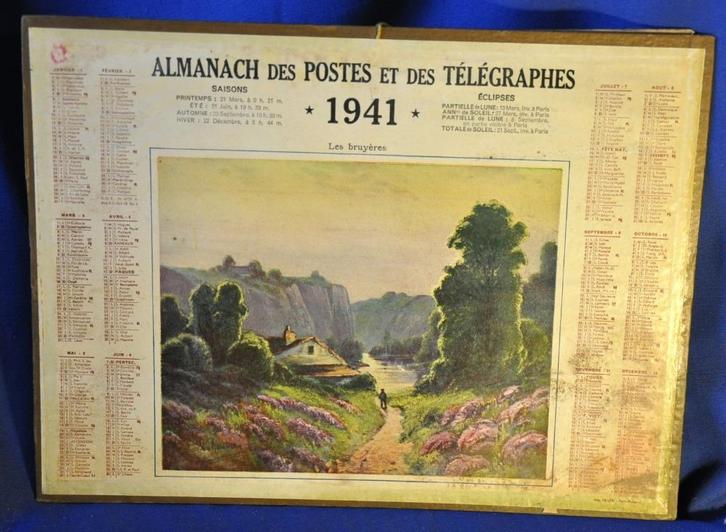 calendrier almanach des  PTT de 1941, Collections, Collections Autre, Utilisé, Enlèvement ou Envoi
