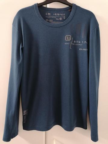 Donkerblauw T-shirt met print vooraan van Esprit, M beschikbaar voor biedingen