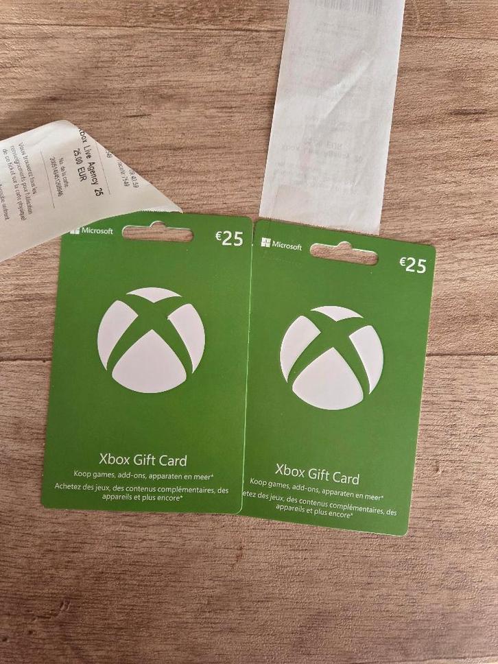 2  cartes xbox de 25 € pour 40 €, Games en Spelcomputers, Spelcomputers | Xbox Series X en S, Nieuw, Xbox Series X, Ophalen