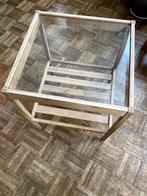 Kleine tafel van hout en glas - 2 planken, Minder dan 55 cm, Gebruikt, Vierkant, Hout