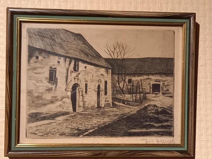 Jos Albert, Gesigneerde ets 20x26cm, Antiek en Kunst, Kunst | Etsen en Gravures, Ophalen of Verzenden