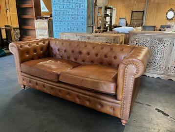 Leren Chesterfield bank Kleur Cognac 190 cm breed beschikbaar voor biedingen