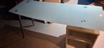 Ikea moderne glazen bureau met houten ladenkast, Huis en Inrichting, Ophalen, Gebruikt, Bureau