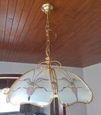 Vintage luster 3 lichtpunten, Huis en Inrichting, Lampen | Kroonluchters, Ophalen, Gebruikt, Glas, Vintage