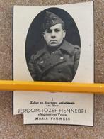 BP OORLOGSSLACHTOFFER 1940- SOLDAAT JEROOM HENNEBEL, Verzamelen, Bidprentje, Ophalen of Verzenden