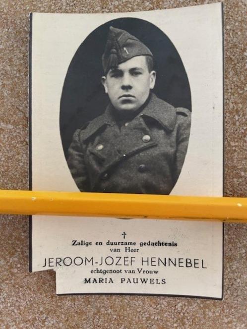 BP OORLOGSSLACHTOFFER 1940- SOLDAAT JEROOM HENNEBEL, Collections, Images pieuses & Faire-part, Image pieuse, Enlèvement ou Envoi