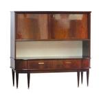 Vintage Art Deco secretaire barkast dressoir in palissander, Ophalen of Verzenden, Mid century, Zo goed als nieuw