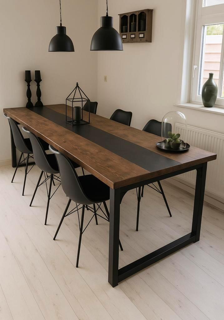 Table a manger industrielle, Huis en Inrichting, Tafels | Eettafels, Nieuw, Overige houtsoorten, Metaal, Ophalen