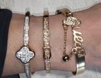 Colliers en plaquer or 18k et bracelets en acier inoxydable, Handtassen en Accessoires, Armbanden, Goud, Goud, Ophalen of Verzenden