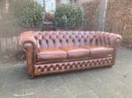 Fraaie Originele Engelse Lederen Chesterfield 3 persoons, Huis en Inrichting, Zetels | Zetels, Ophalen, 150 tot 200 cm, Vintage