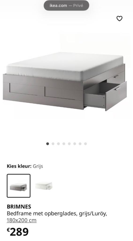 Brimnes IKEA-bed te koop, 1 jaar oud, goede staat, Huis en Inrichting, Slaapkamer | Bedden, Gebruikt, Tweepersoons, 180 cm, 200 cm