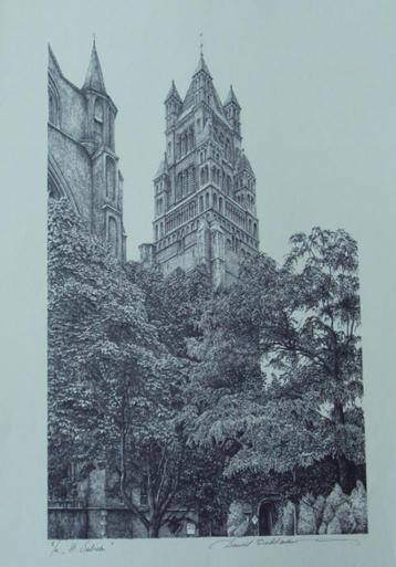 Litho van Daniël Winkelmans "St. Salvator te Brugge., Enlèvement ou Envoi