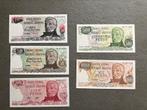 Kavel van 5 nieuwe Argentijnse bankbiljetten, Postzegels en Munten, Setje, Zuid-Amerika