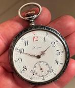 Montre LONGINES argent + niellé  poinçon 0.900 de poche, 1900 à 1930, Enlèvement, Longines, Montre de poche