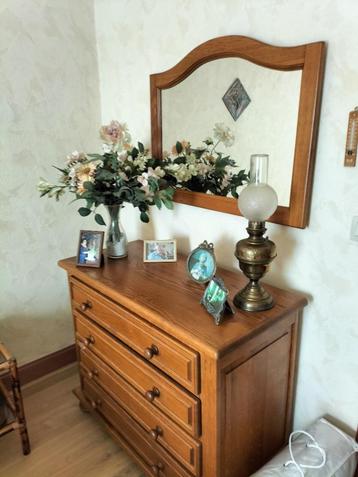 commode + miroir, Enlèvement, Comme neuf, Chêne