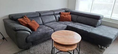 Velours antraciet hoek salon, Huis en Inrichting, Zetels | Complete zithoeken, Zo goed als nieuw, Stof, Ophalen