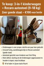 Te koop: 3-in-1 kinderwagen + autostoel Ricaro– 100 euro, Ophalen of Verzenden, Maxi-Cosi