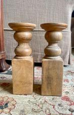 Twee houten kandelaars, Gebruikt, Ophalen of Verzenden, Kandelaar, Hout