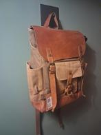 Waxed cotton en echt lederen rugzak vintage, Ophalen of Verzenden