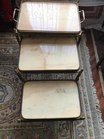 3 bijzettafels in marmer, 55 à 75 cm, Klassiek, Enlèvement, Autres matériaux