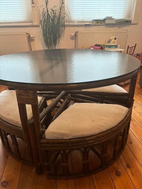 DOIT PARTIR - Table basse vintage - 4 assise intégrées, Huis en Inrichting, Tafels | Salontafels, Gebruikt, 50 tot 75 cm, 100 tot 150 cm