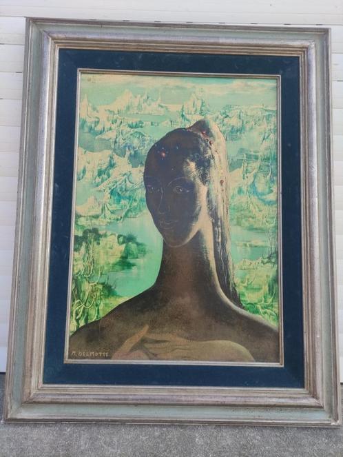 huile sur panneau signe marcel delmotte, Antiek en Kunst, Kunst | Schilderijen | Klassiek, Ophalen of Verzenden