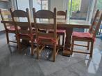 Ensemble table et chaises rustiques en chêne massif clair, Maison & Meubles, Enlèvement, Utilisé
