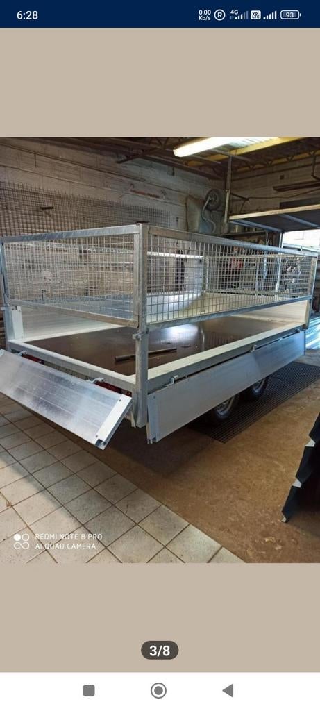 Remorque NEUVE doubles essieux 3m 1m50 avec rehausses grilla, Auto diversen, Aanhangers en Bagagewagens, Ophalen, Nieuw