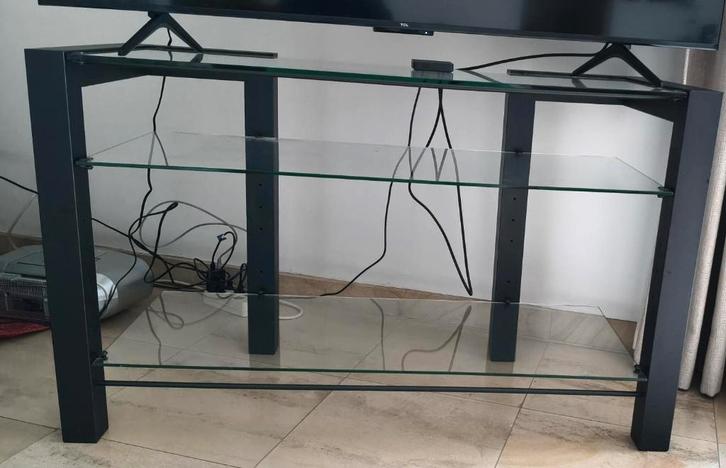 Mooi Glazen Tv-Stereo Meubel - Gratis Af The Halen, Huis en Inrichting, Kasten |Televisiemeubels, Gebruikt, Minder dan 100 cm