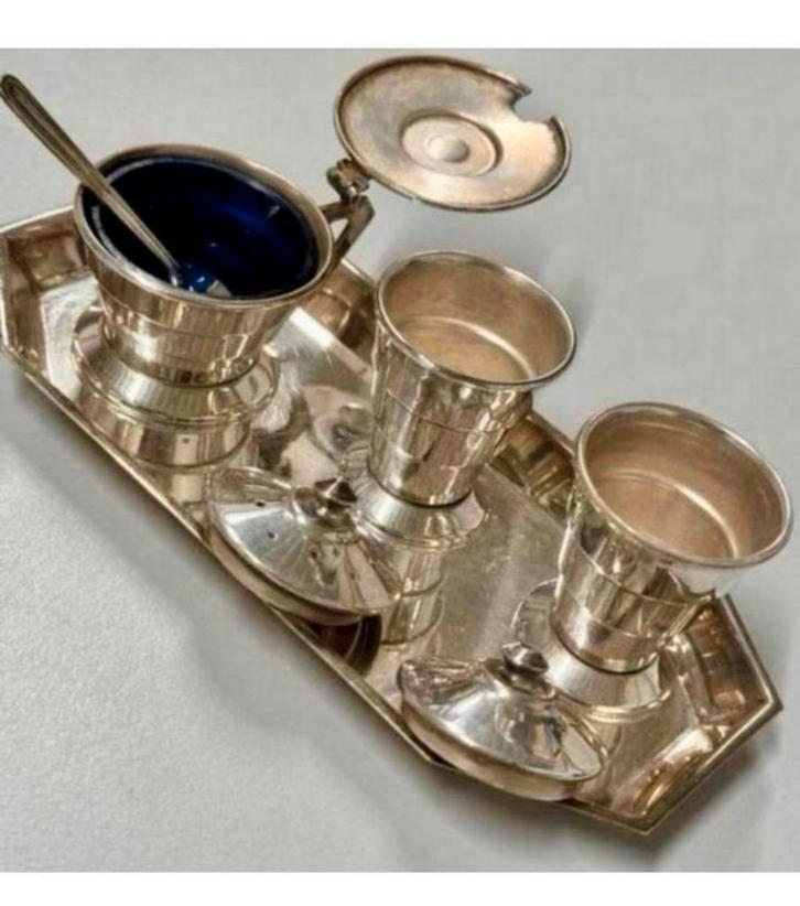 Vintage EPNS Cruet-Set Verzilverde Specerijen potjes 1960, Antiek en Kunst, Curiosa en Brocante, Ophalen of Verzenden