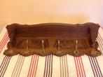 PORTE-MANTEAU VINTAGE EN BOIS MASSIF ET CROCHETS EN LAITON, Enlèvement, Comme neuf