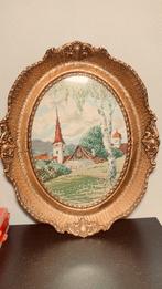 Tapisserie au demi-point (canevas encadré)  paysage alpestre, Antiquités & Art, Art | Peinture | Classique, Enlèvement ou Envoi