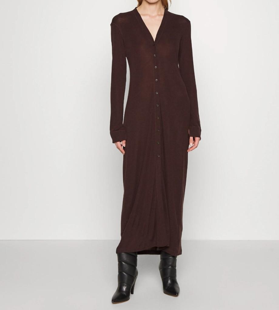 Filippa K ; bruine katoentricot met elastan cardigan, L., Bruin, Maat 42/44 (L), Ophalen of Verzenden, Filippa K