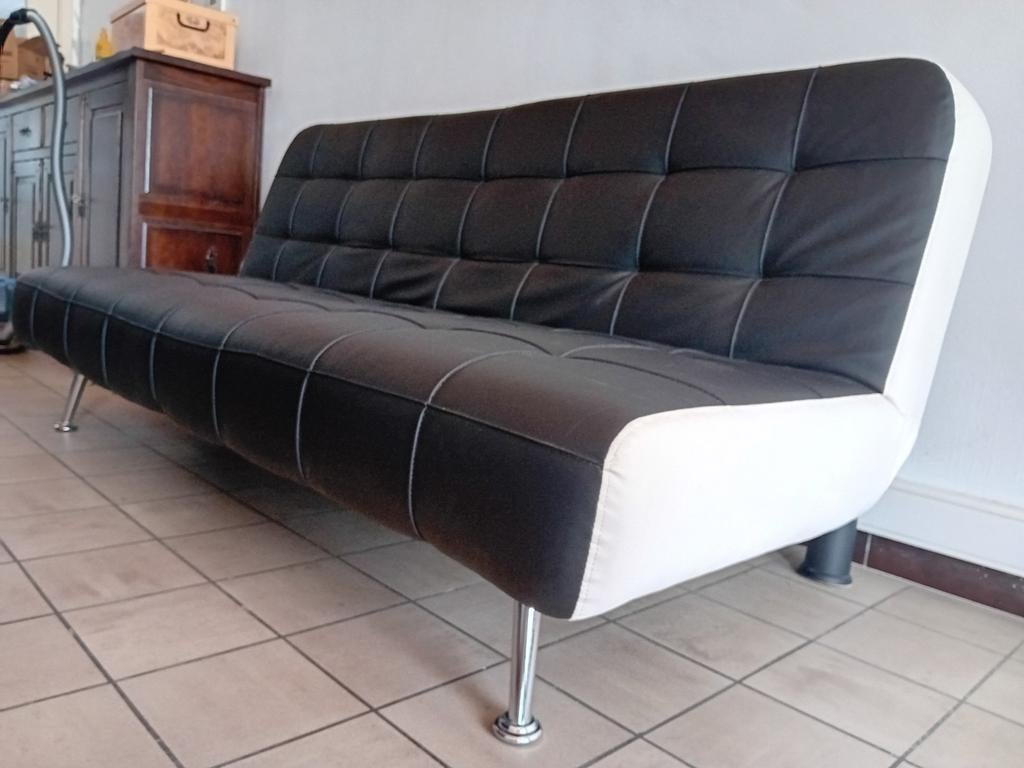 Zetel zwart wit kunstleer, Ophalen