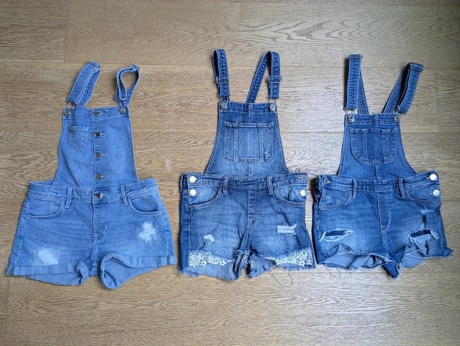 salopettes court en jean fille - taile 140 (10 ans), Enlèvement, Utilisé, Fille